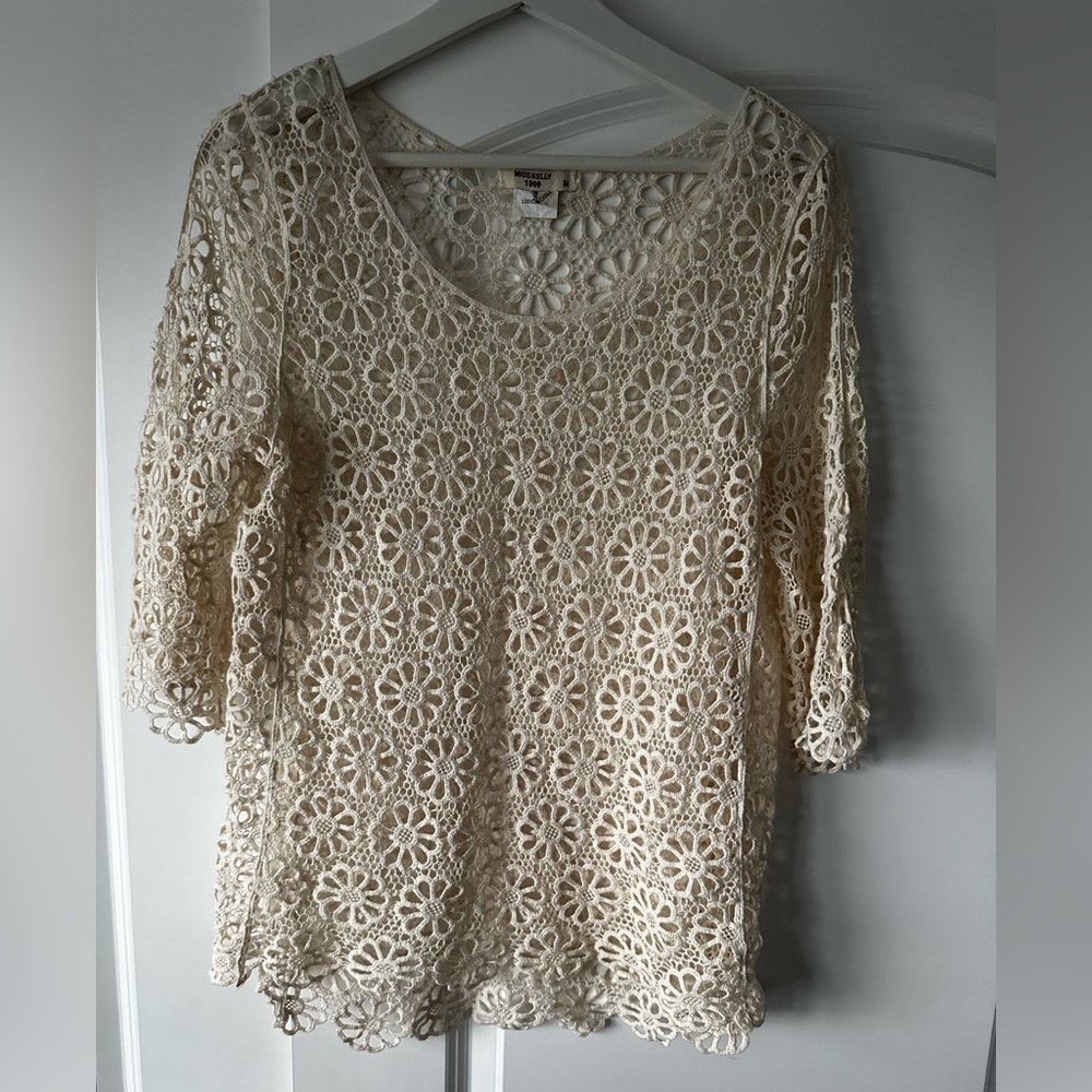 Miss Kelly 1999 crochet floral top, size Med